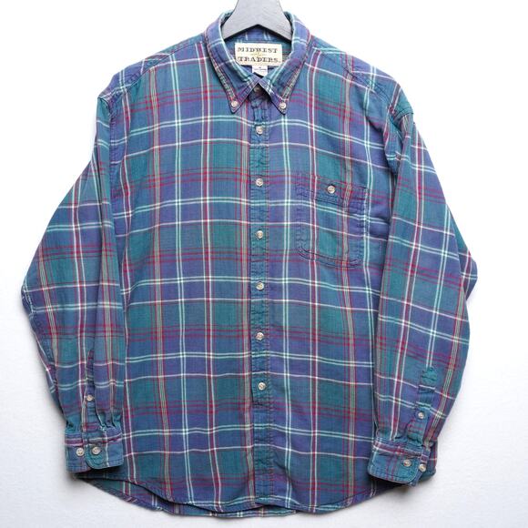 Midwest Traders Plaid Flannel Shirt Vintage Soft Worn-In Size M - Picture 1 of 9